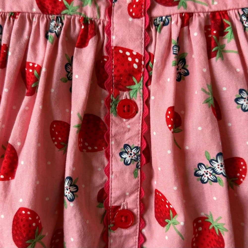 Rachel Riley Strawberry Button-Front Dress - Size 18M - Picture 5 of 13